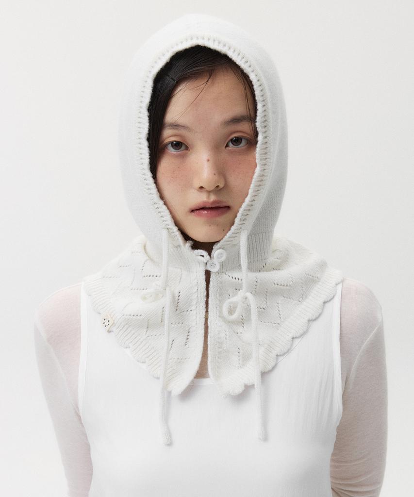 Ohesio Lace Knit Balaclava, White