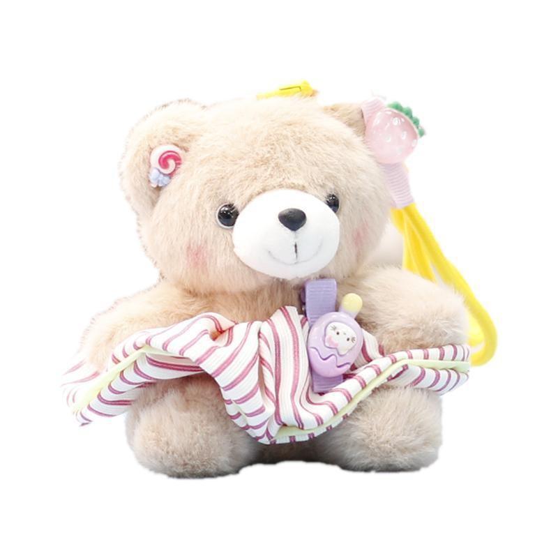 Cute Teddy Bear Plush Stuffed Animal With Pp Cotton Fill Keychain Gift For Girls