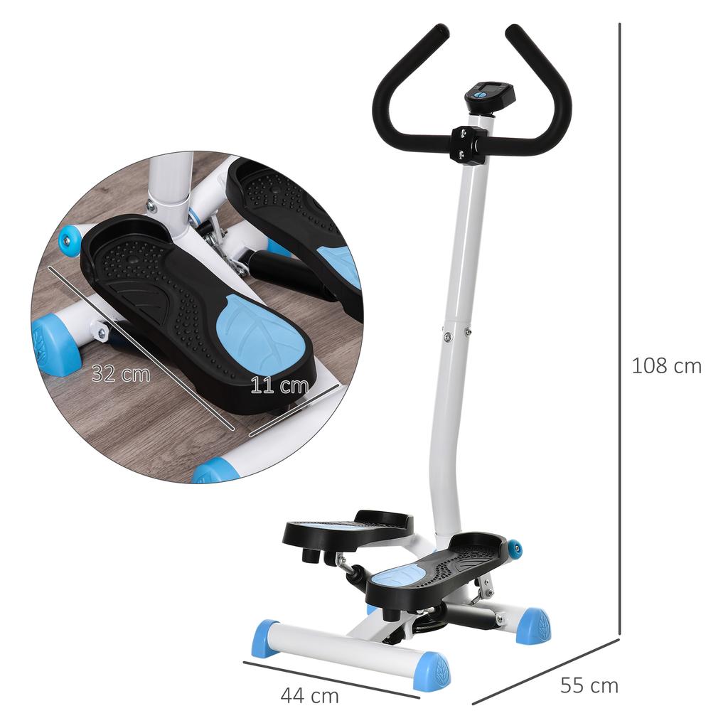 Twister Stepper, Máquina de Step con Resistencia Ajustable, Pantalla LCD - Azul