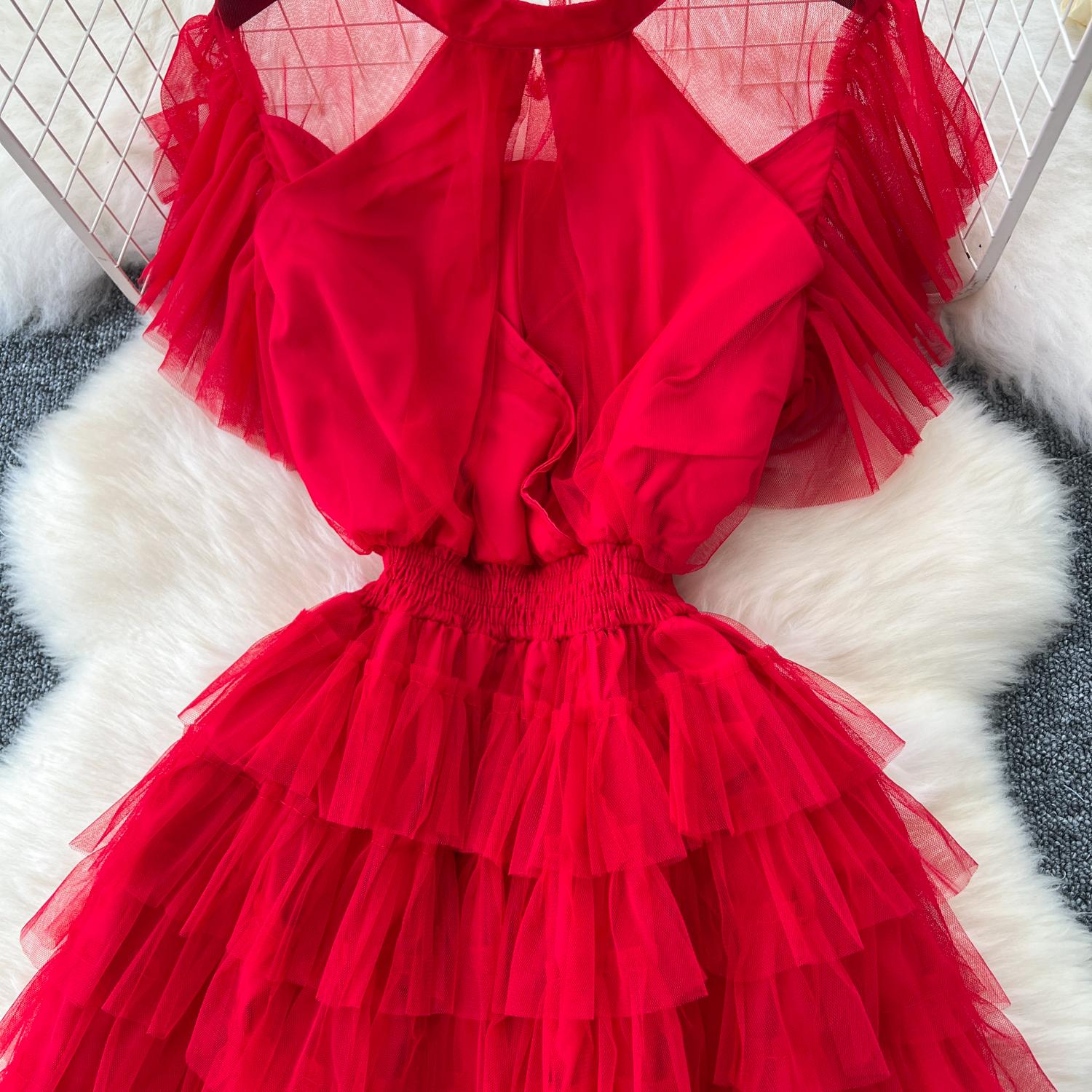 Винтажное базовое платье с круглым вырезом и коротким рукавом — фото 22