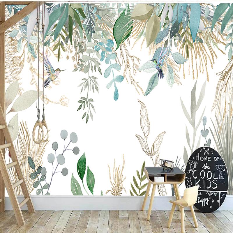 Photo Wallpaper Modern Hand-painted Tropical Plant Leaves Flowers And Birds Murals Living Room Bedroom Waterproof Wall Painting Sticker