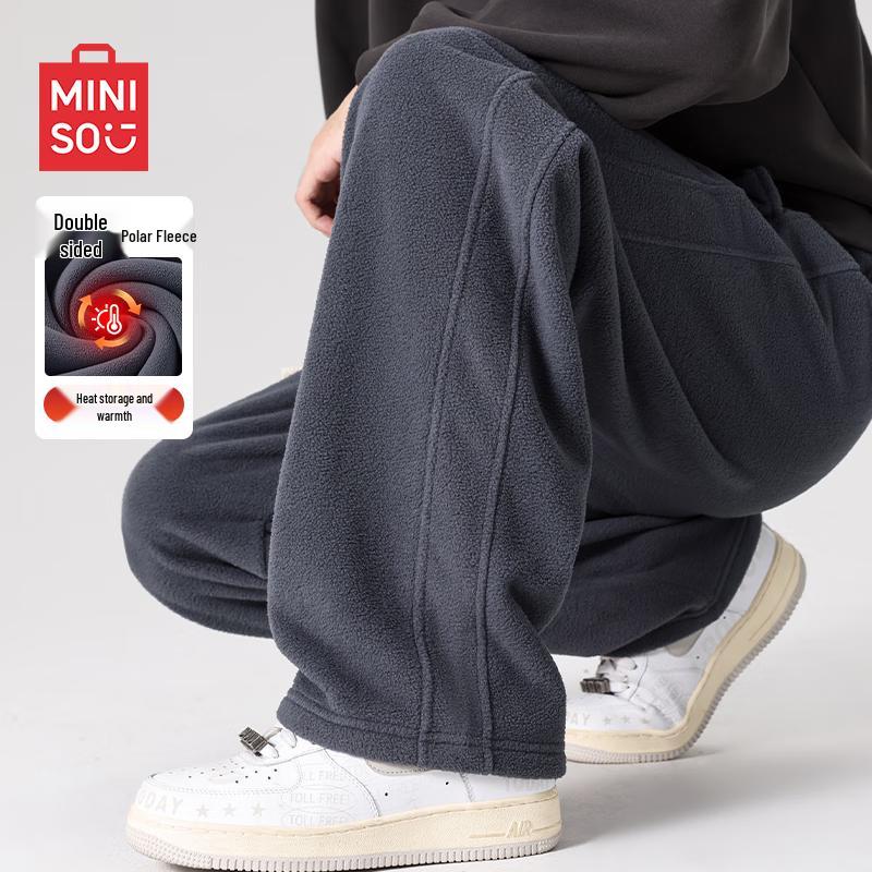 

MINISO Men s Plush Lined Straight-Leg Casual Pants 3XL