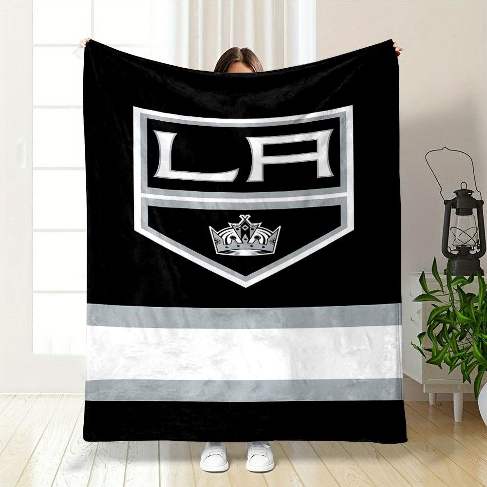 LA Kings Logo on Black Blanket Patterned blanket, flannel, suitable for all seasons, home decor, warm and cozy