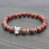 Gold Sandstone Leopard Head Alloy Bracelet