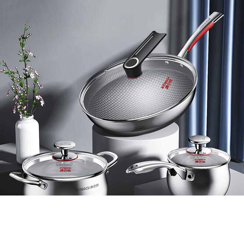 Набор посуды Kangbahe из 3 предметов, нержавеющая сталь 304