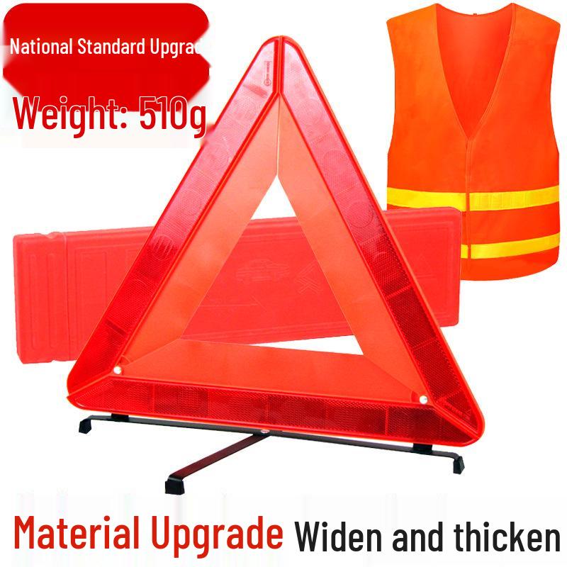 Compact Car-Mounted Reflective Triangle Emergency Warning Sign