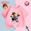 Roblox-Inspired Graffiti Print Kids T-Shirt, Cool Streetwear Style for Boys/Girls, Trendy Casual Tee with Hip-Hop Vibes