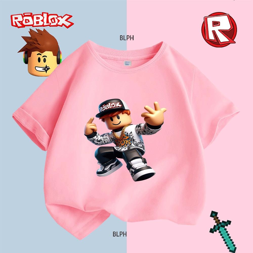 Roblox-Inspired Graffiti Print Kids T-Shirt, Cool Streetwear Style for Boys/Girls, Trendy Casual Tee with Hip-Hop Vibes