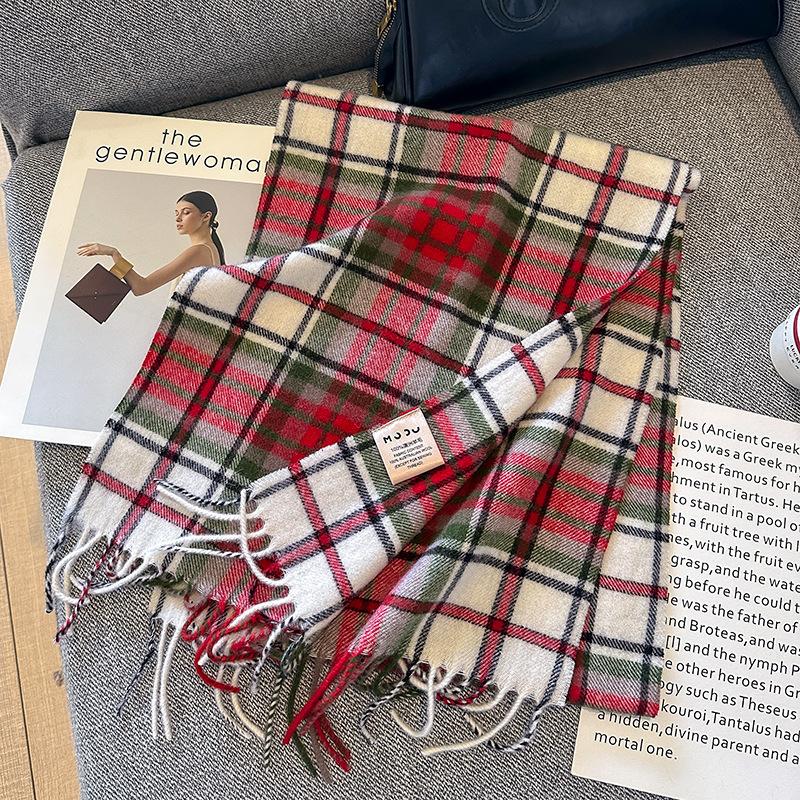 Heavy treasures ool simple and versatile plaid wool scarf female couple narrow version long men's scarf