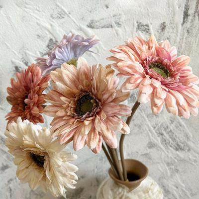 Flor Artificial de Gérbera Toque Real Flor de Seda Falsa com Haste Longa para Arranjos Florais de Feriado Buquê de Noiva Decoração de Casa Festa de Casamento