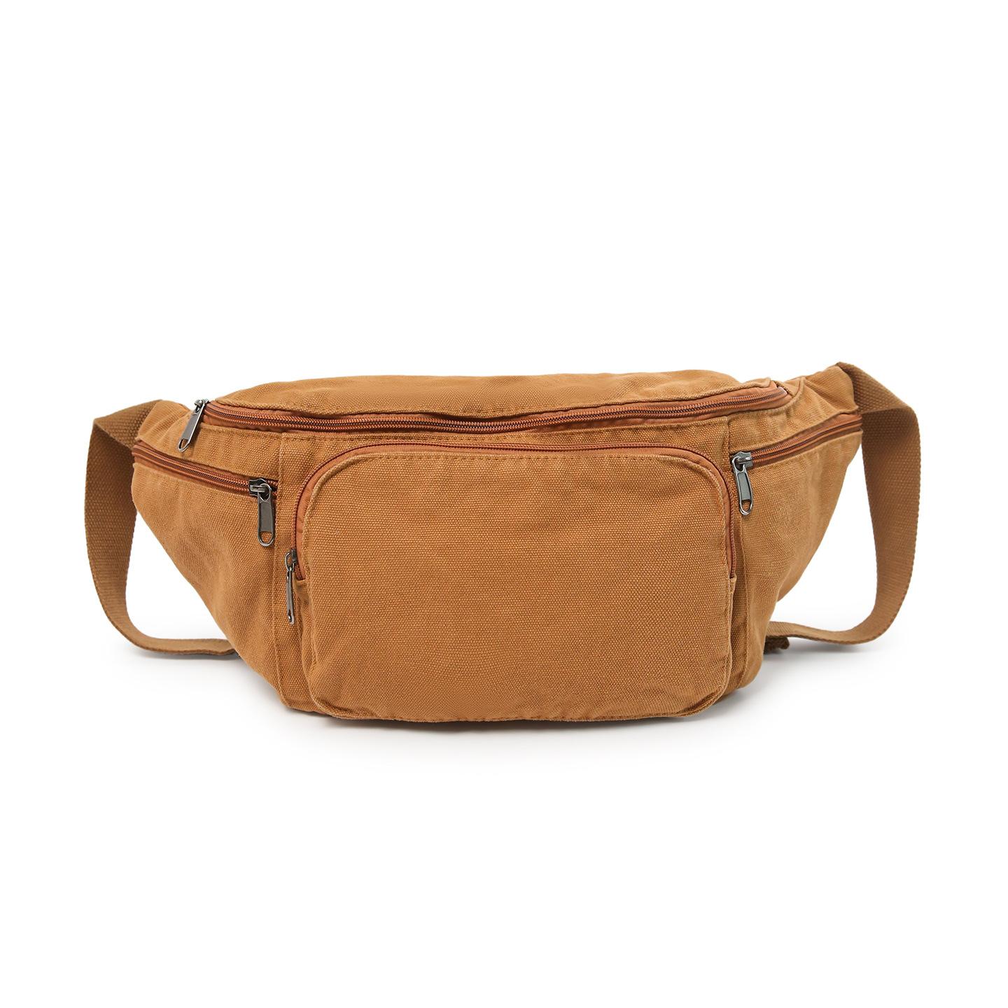 New large-capacity retro washed canvas large-capacity breast bag women s leisure commuting cycling versatile messenger bag men коричневый