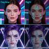 2pcs Glow In The Dark Kpop Gothic Women Face Temporary Tattoos -Cool Blue Purple Lightning & Vein Body Art Waterproof Tattoos