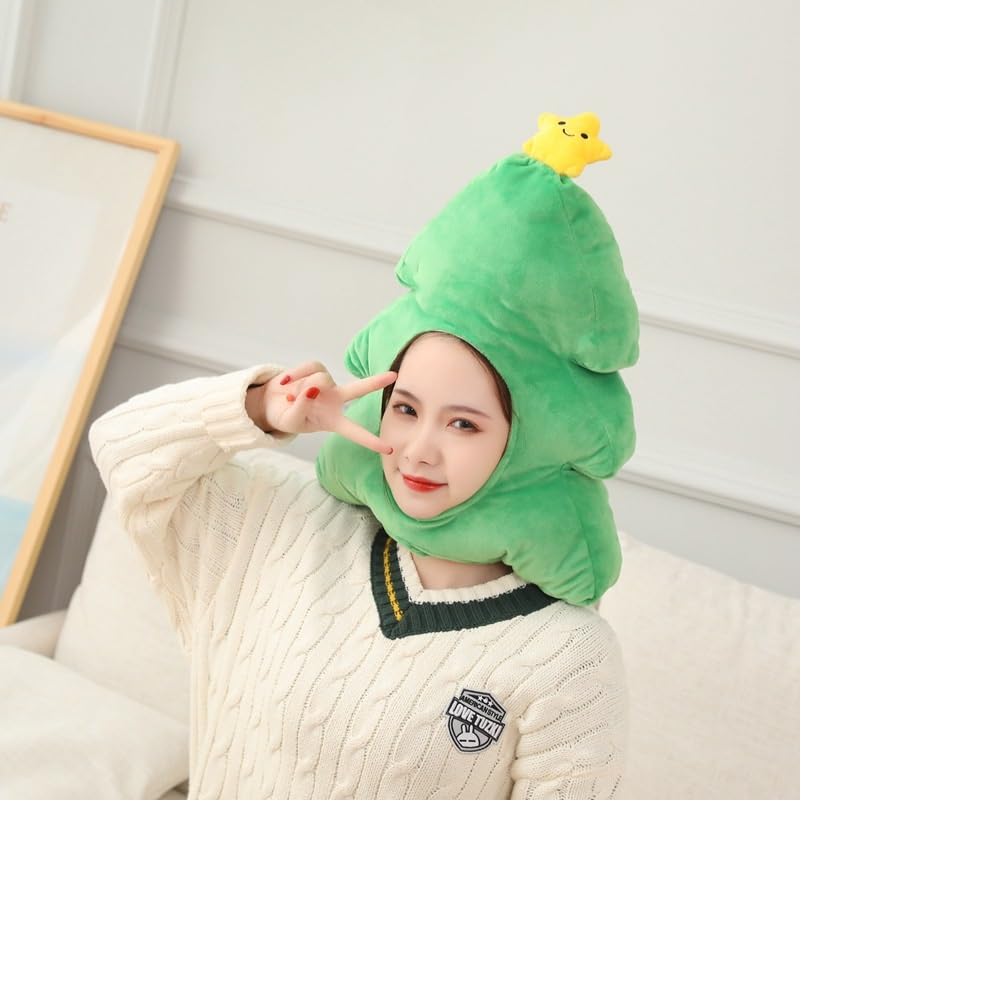 Cosplay Accessory Cap Hat Headgear Funny Hat Christmas Halloween Fluffy Kigurumi Cap Plush Headgear Event Party Funny Photo Prop (Christmas Tree)