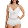 Women's Full-Body Shaping Bodysuit with Removable Pads - Tummy Control Butt Lifter Deep Cross-Back Design