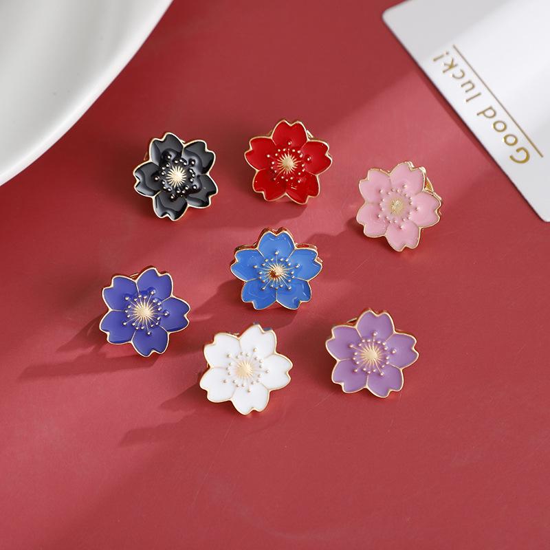 Seven-Color Forest Cherry Blossom Brooch - Cute, Girly Flower Pendant for Women
