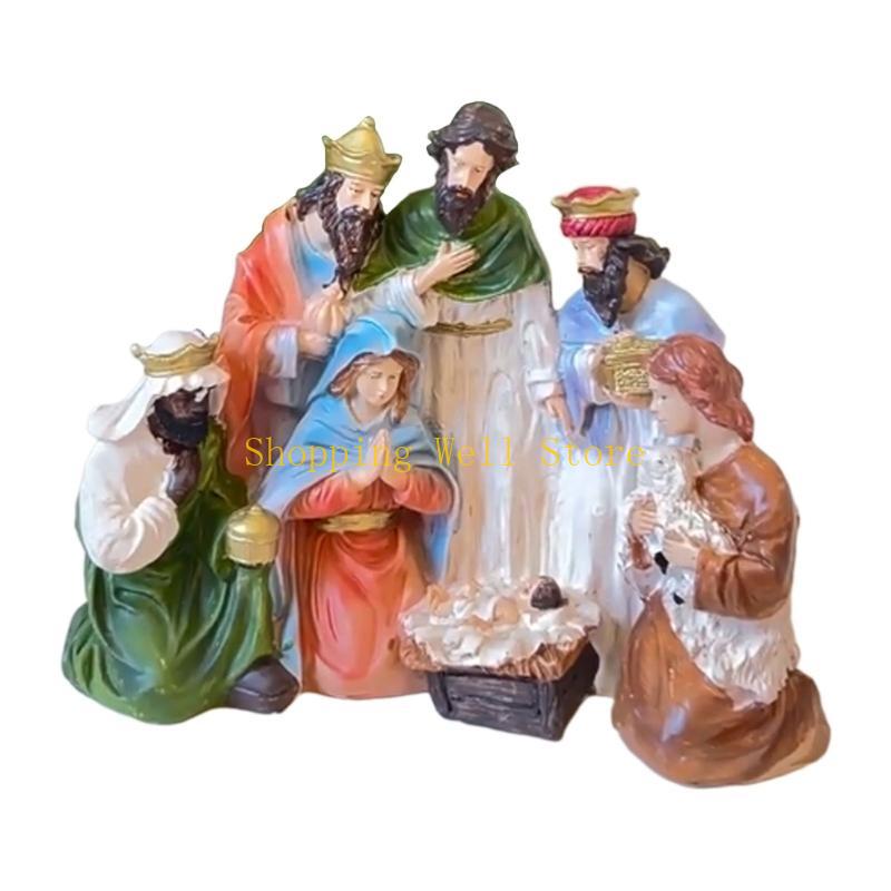 KX4B Sacred Family Christmas Decoration Traditional Nativity Scene for Home Decors China Mainland