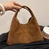 Autumn and Winter Vintage Women Suede Leather Handbags Solid Color Simple Casual Commuter Bag Retro Handbag Female Purse Handbag
