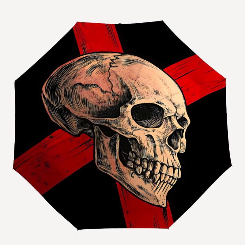 

1pc Skull Crossbones Automatic Umbrella 8 Rib Portable Folding Black Iron Frame for Outdoor, Beach, Travel, Beach Umbrella012