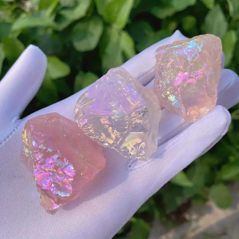 Aura Rose Stone Quartz Raw Crystals For Home Decor Best Gift For Family And Friends