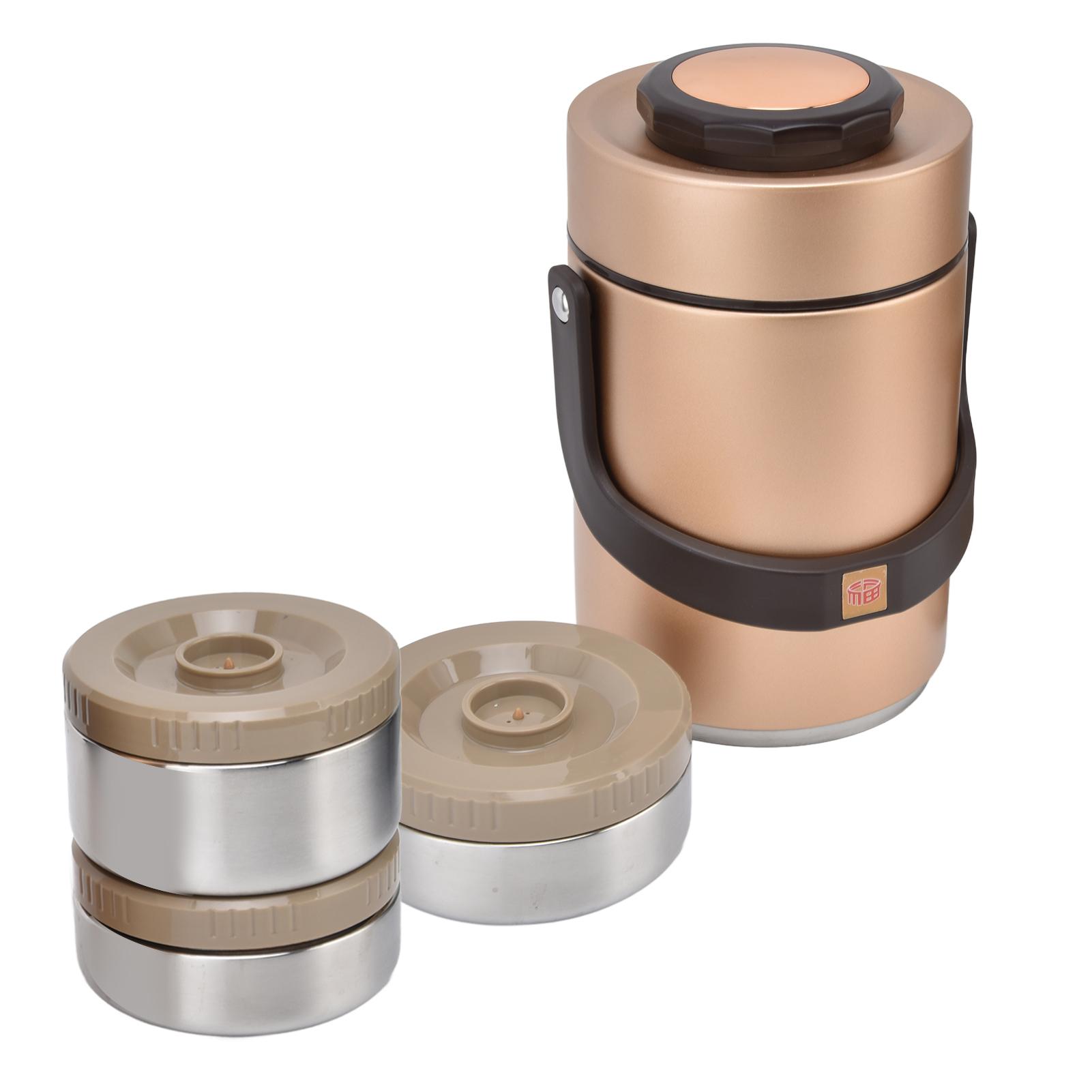 

2000ml 304 Stainless Steel Vacuum Insulation Lunch Box Portable 3 Layer Vacuum Insulated BarrelStainless Steel Color L