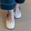 Leather Temperament Belt Buckle One Pedal Soft-soled Ballet Single Shoes Women's New Handmade Riveted Commuter Flat-soled Evening Shoes