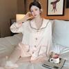 Ice silk pajamas women's 1011 autumn new simple clothes high-end can be worn outside loungewear long-sleeved thin pajamas autumn and winter