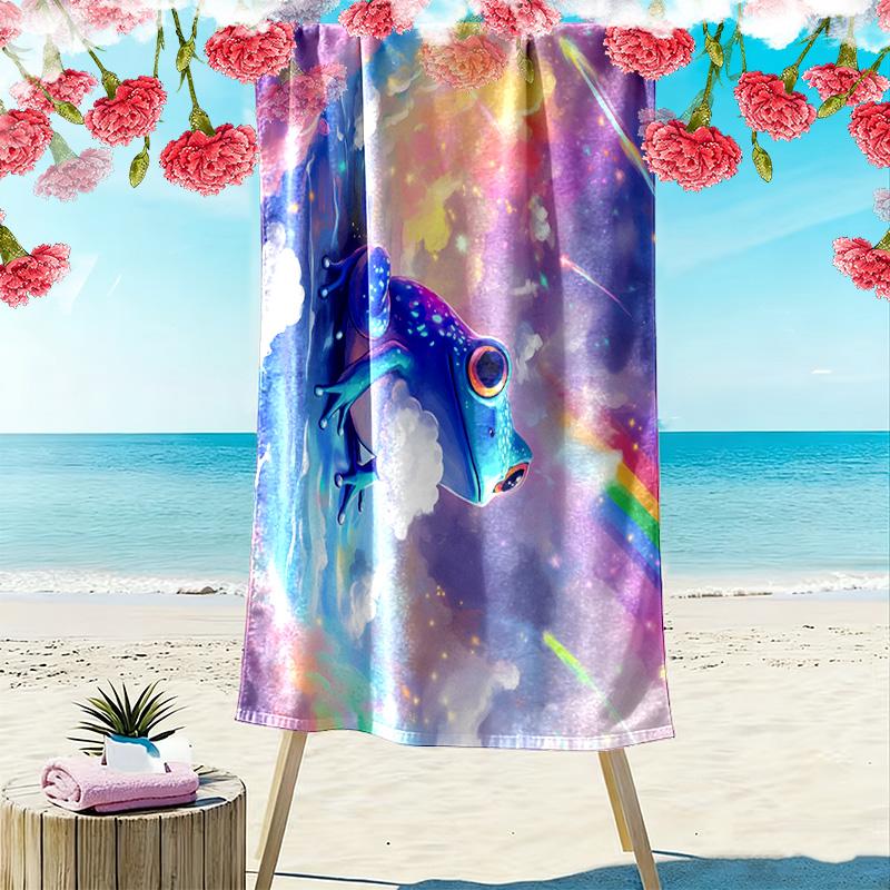 Rainbow frog 2D Flat Print Beach Towel, Large Soft Quick Dry Towel for Beach Camping SwimmingXSTJ0915256