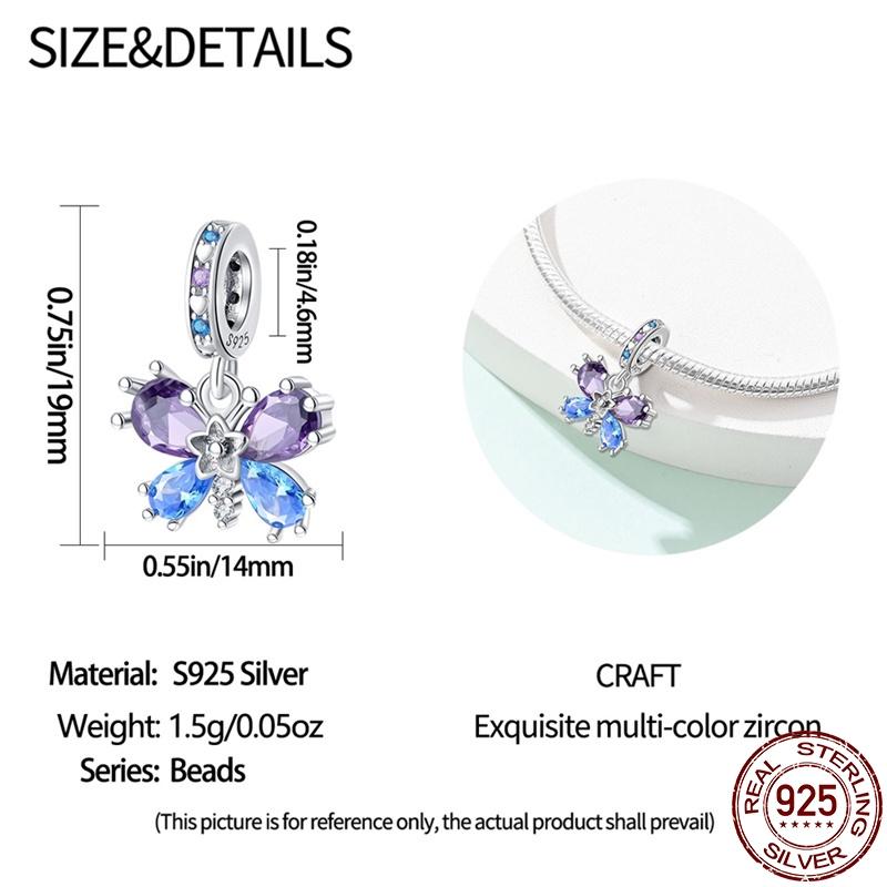 Genuine Copper Butterfly Zircon Series Pendant Jewelry Piece Fit 3Mm Pan Bracelet DIY Style Charm For Women Jewelry Stylish Gift