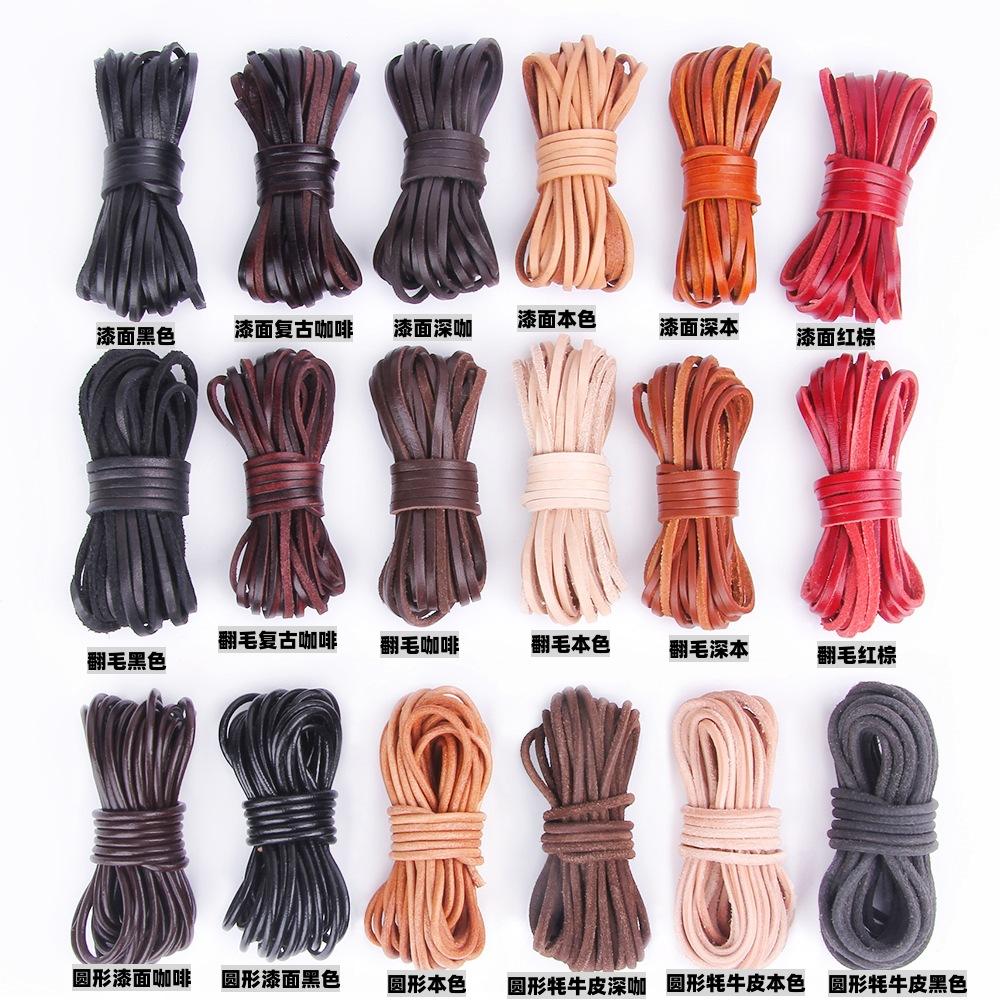 Diy Jewelry Material Handmade Beaded Accessories, Real Cowhide Strip 3Mm Wide First Layer Flat Leather Rope Bracelet Necklace Rope