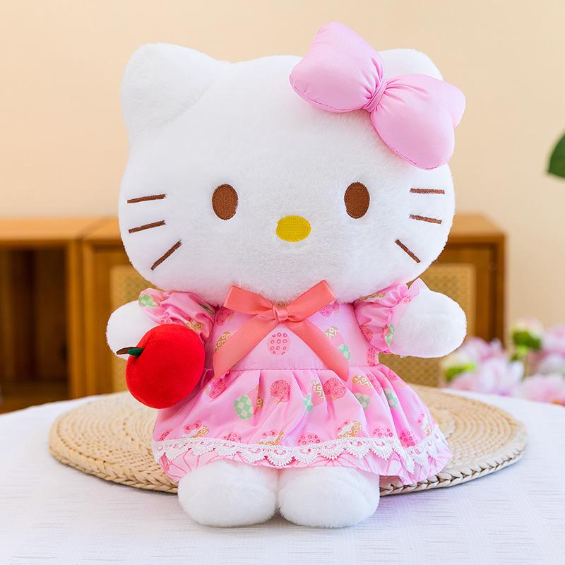 New Apple Hello Kitty Plush Doll - Cute KT Cat Toy Birthday Gift