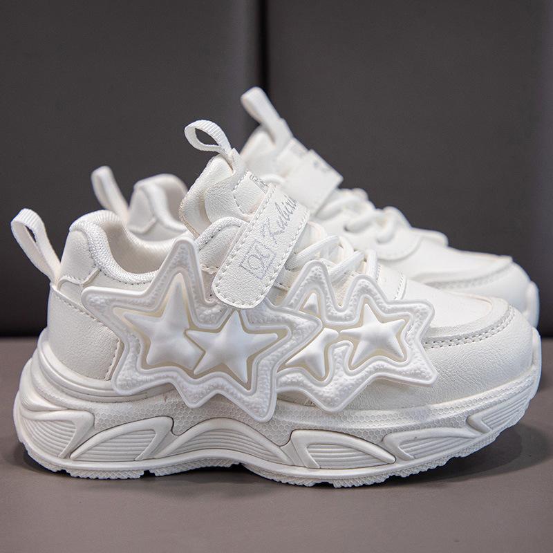 

Девичьи осенне-зимние кожаные кроссовки для детей, белые туфли, папины кроссовки 37 чистый белый