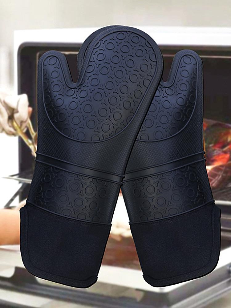 Thick Silicone Oven Mitts Heat Resistant Microwave Gloves Non Slip Kitchen BBQ Glove