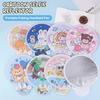 1-40PCS Cartoon Foldable Fan Summer Cute Mini Round Fan Creative Small Fresh Pocket Fan Simple Portable Collapsible Fan Hand Fan