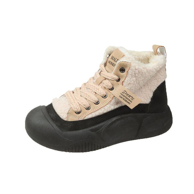 Fleece Heightening Snow Boots Women's 2025 Autumn and Winter New Versatile Internet Celebrity Warm Platform Martin Short Boots Cotton Shoes