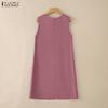 ZANZEA Women Casual V-Neck Summer Sleeveless Dress