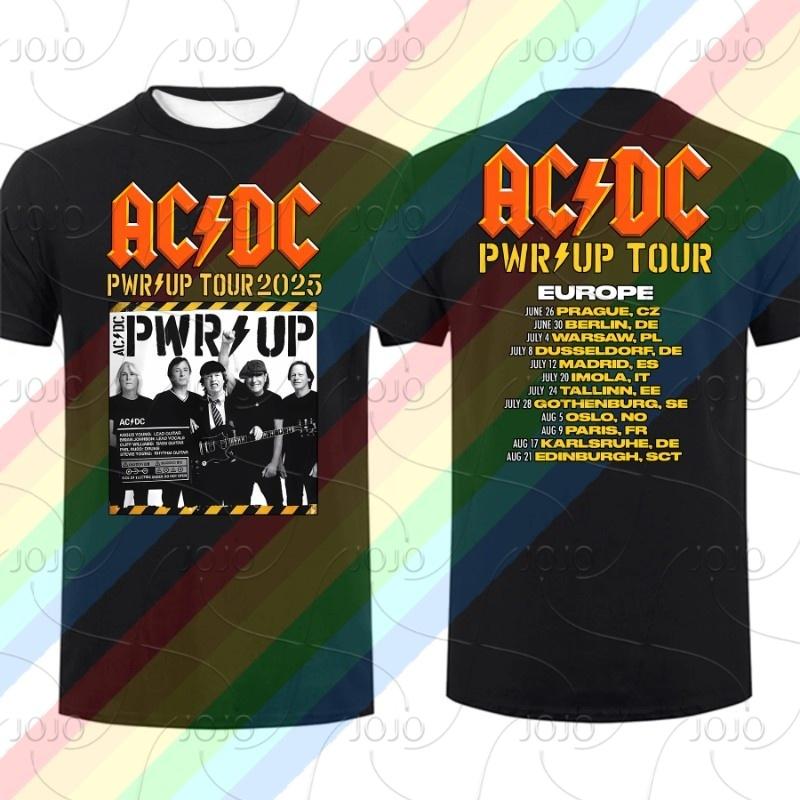 2025 Neues Herren T-Shirt Casual AC Pwr Up World Tour DC EUROPE 2025 T-Shirt Grafik Sommer Kurze Ärmel Cool HIPHOP PUNK T-Shirt 4XL