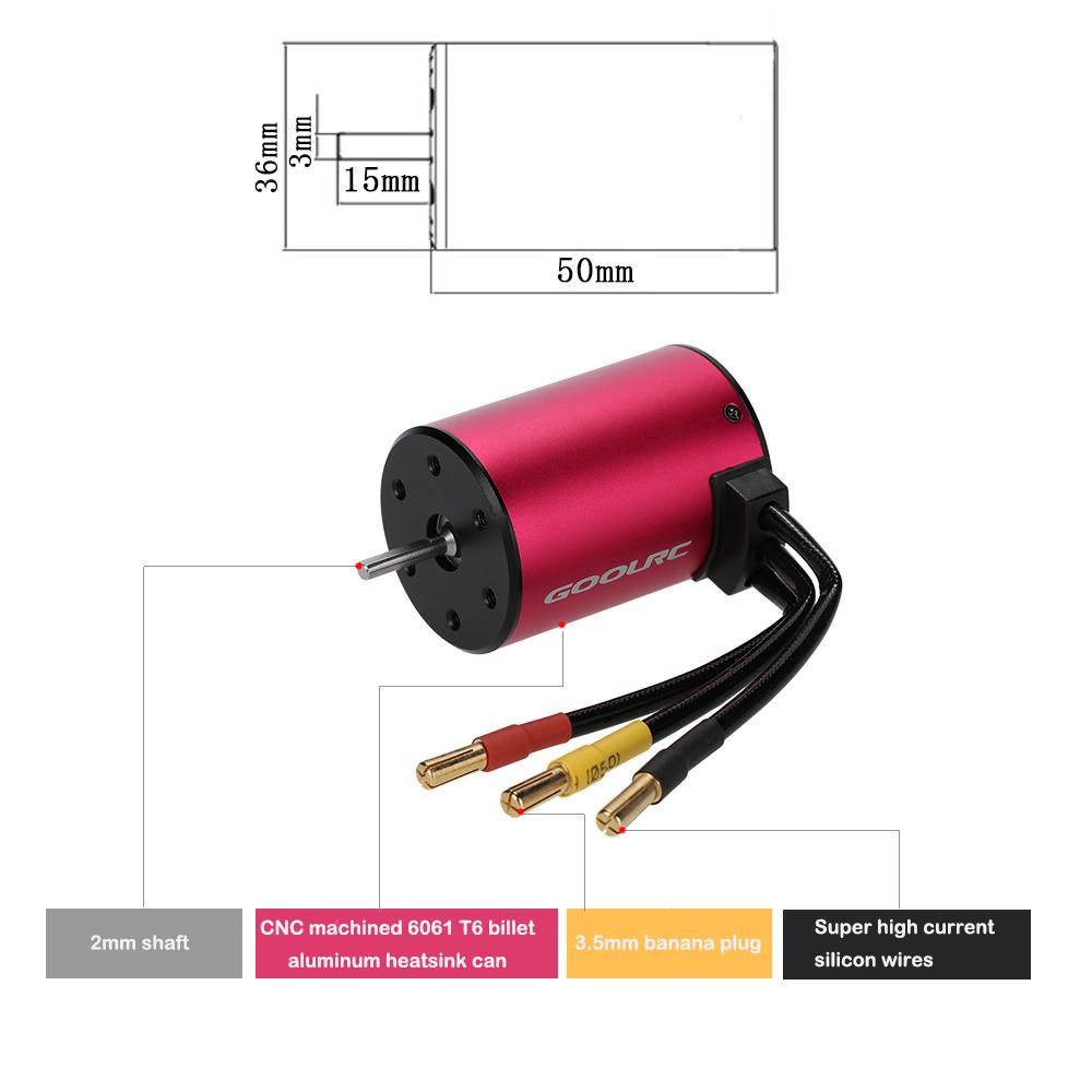 Original GoolRC S3650 3100KV 4 poler børsteløs sensorløs motor for 1/10 RC bil lastebil