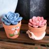 2Pcs Flowerpots Breathable Clay Texture Resin Mini Planter with 3D Relief Anthropomorphic Design Desktop Balcony Windowsill Decor