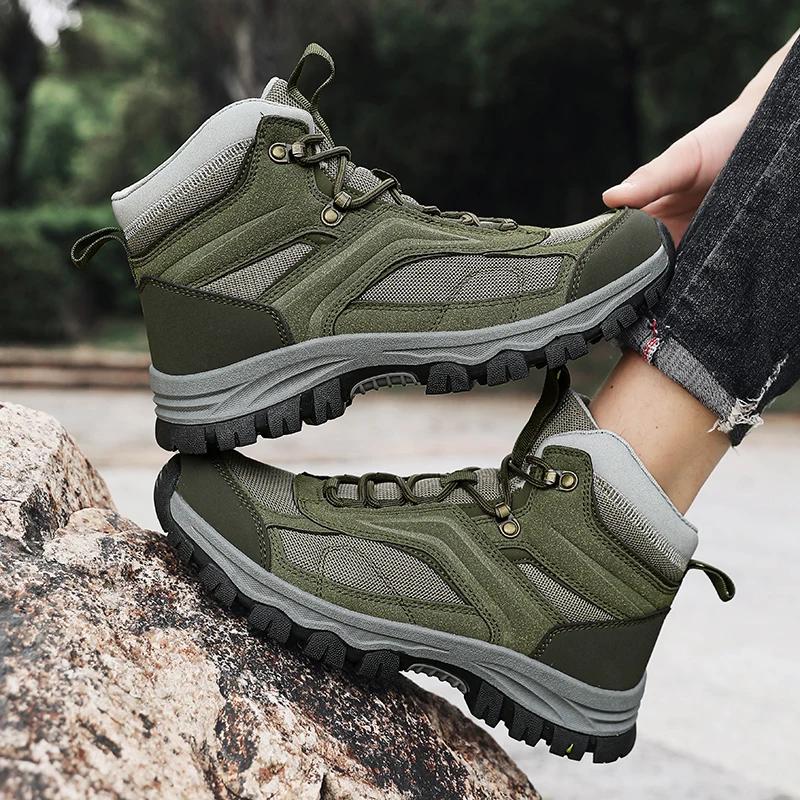 Stivali da Trekking da Uomo Moda Casual Stivali Alti alla Caviglia con Lacci Outdoor Antiscivolo Stivali da Trekking per Uomo Stivale Sportivo Alto
