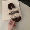 Thick-bottomed fluffy slippers women's autumn and winter outer wear 2025 new belt buckle curly hair cute outer wear one-word sandals