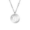 Lemegeton Zodiac Women's Necklace 12 Constellations Stainless Steel Pendant Choke Astrology Aries Leo Ring Jewelry Birthday Gift