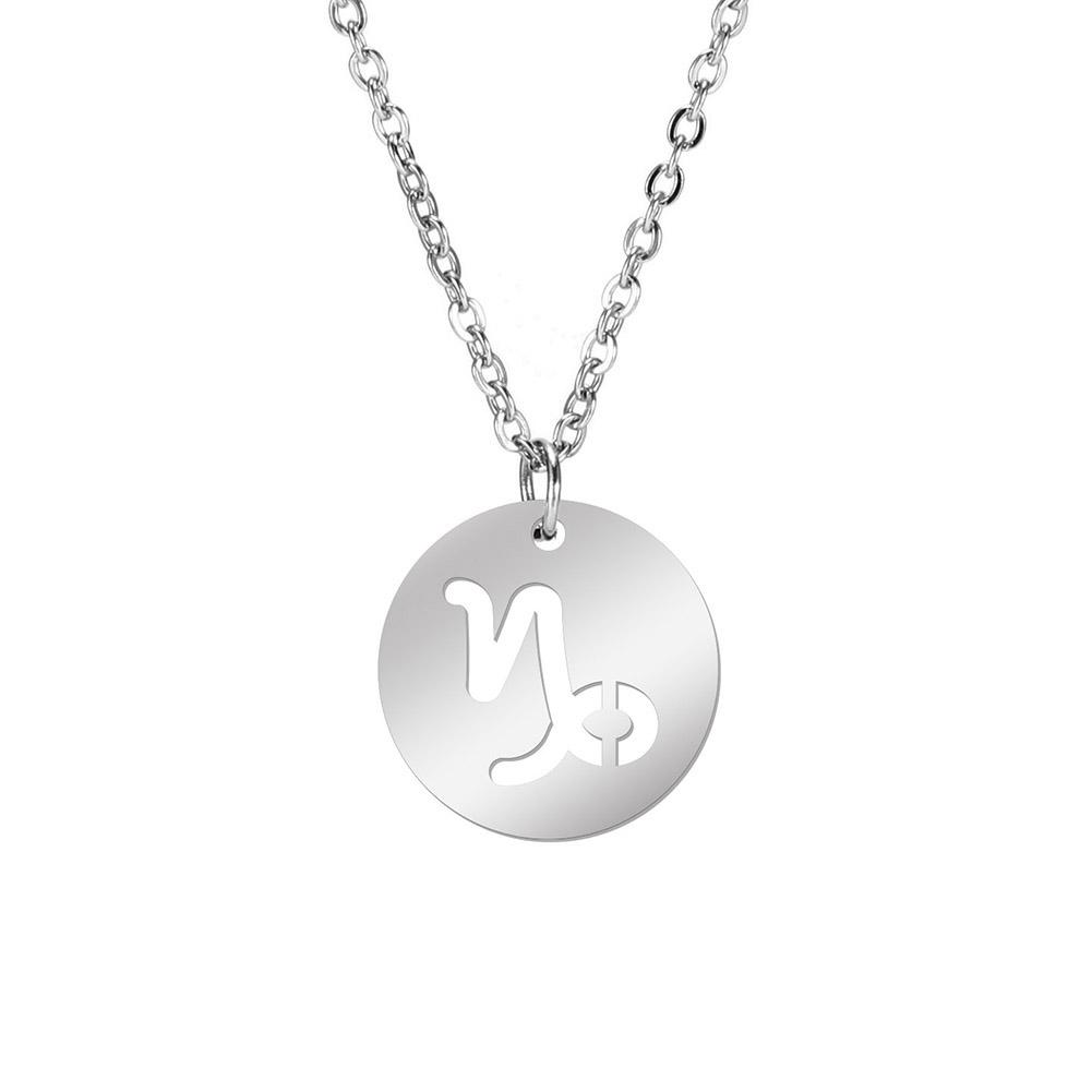 Lemegeton Zodiac Women's Necklace 12 Constellations Stainless Steel Pendant Choke Astrology Aries Leo Ring Jewelry Birthday Gift