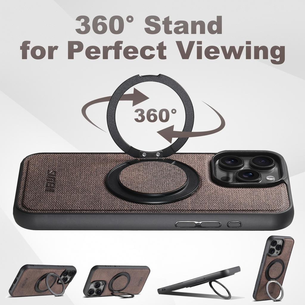 SUTENI G3 Für iPhone 14 Pro Max Magnetische Hülle Drehbarer Ring Ständer Jeans Textur PU TPU Handy Rückseite