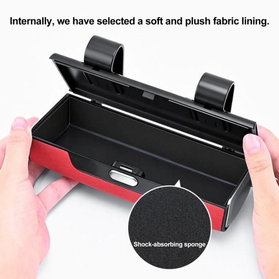 Auto Opbergdoos voor Zonneklep Schokbestendige Beschermende Brillenhoes met Zachte Velours Voering Magnetische Sluiting Grote Capaciteit Organizer voor Kaarten Sleutels