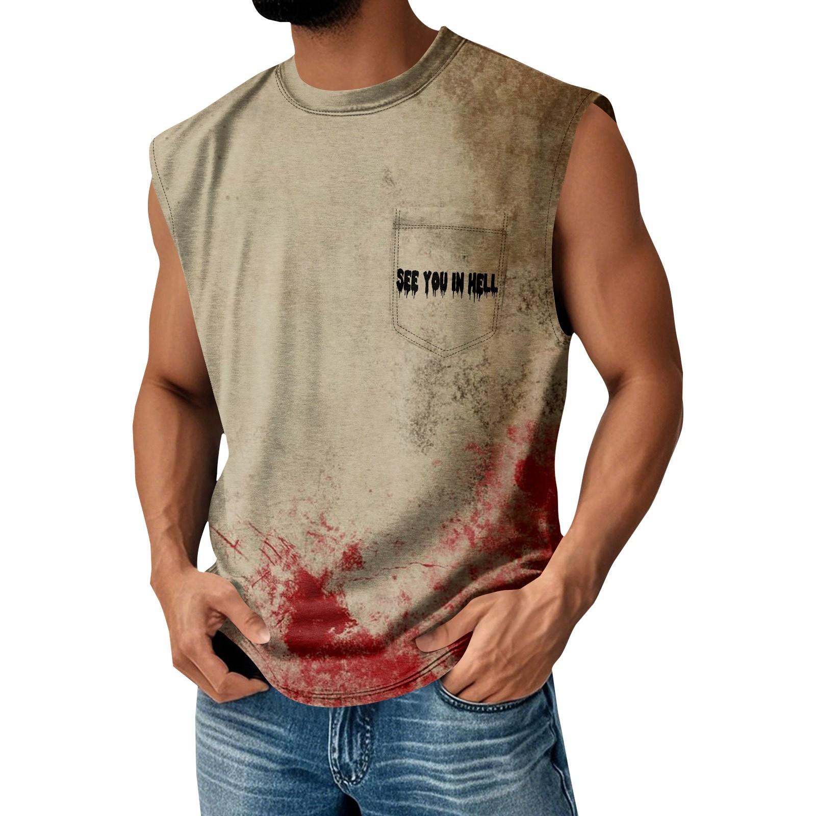 

Men s Summer Solid Color Pocket Sports Vest Men s Sports Casual Vest XXXL червоний