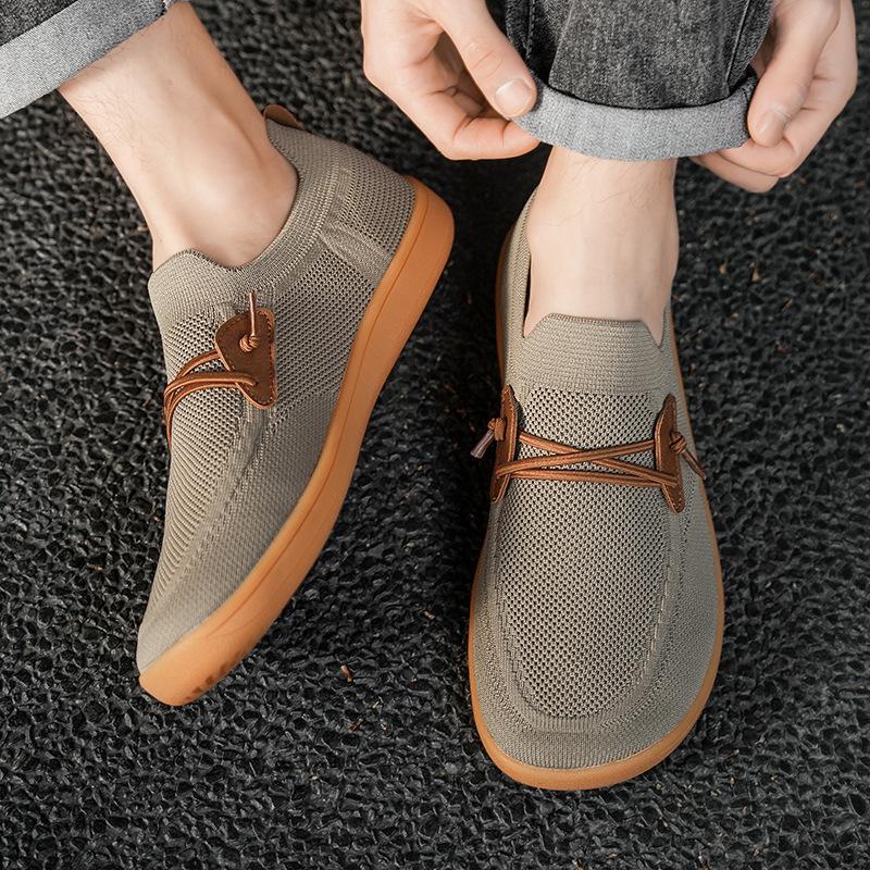 

Large size wide-headed barefoot shoes spring new breathable mesh fly-woven sports and leisure shoes trendy running shoes 50 коричневый