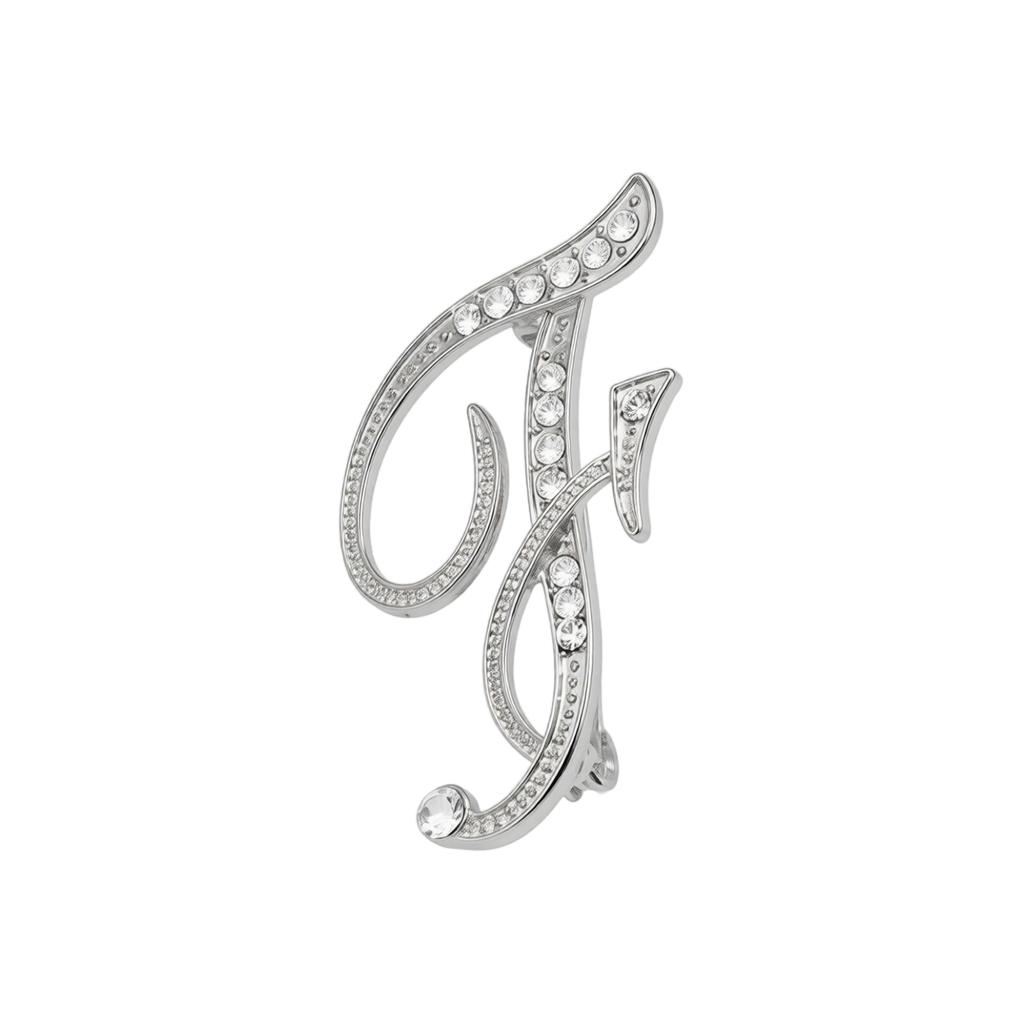 Alloy Letter Brooch with Embedded Crystals Elegant Alphabet Pin Suitable for Formal and Casual Wear Stylish Metal Letter Accessory