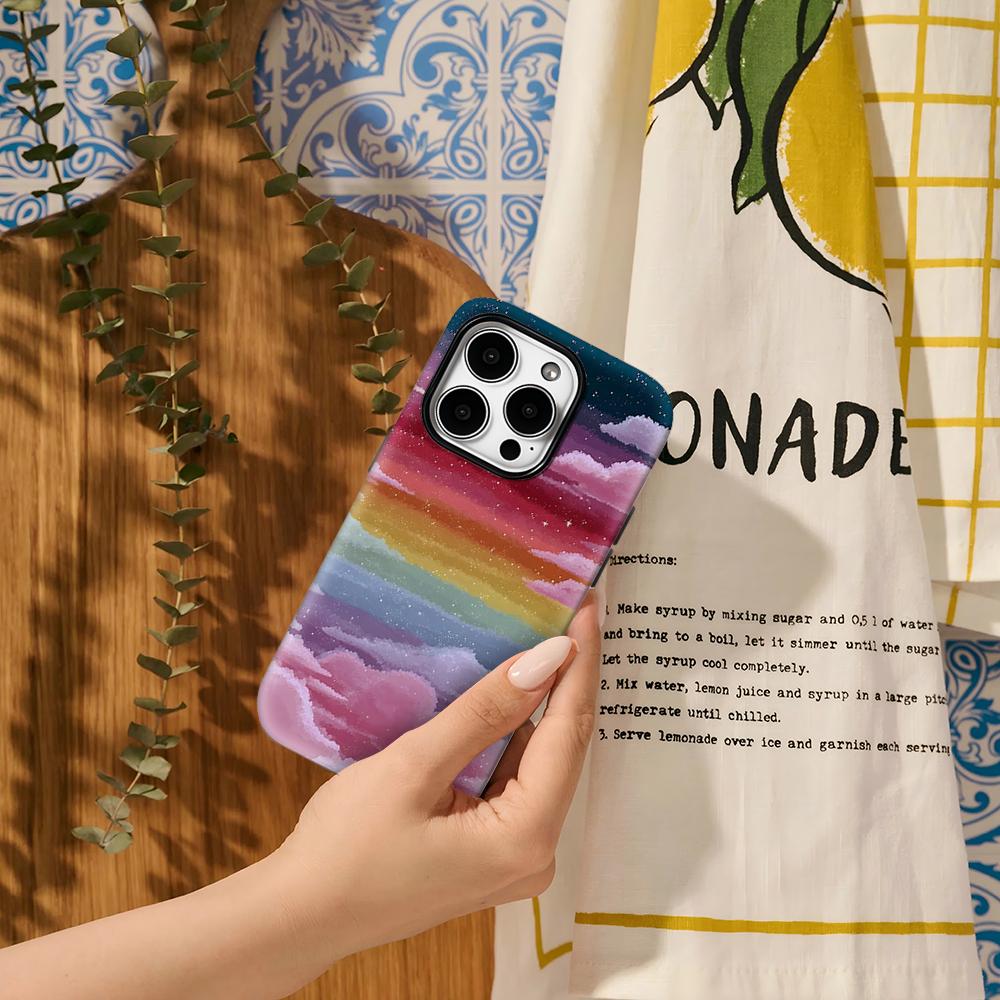 Pastel Starry Sky Cloud Phone Case for IPhone 17AIR 16E 16 15 14 13 12 11 17 Pro Max Plus Double-layer Back Cover