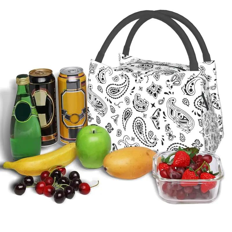 Custom Bohemian Style Bandanna Paisley Floral Print Lunch Bag Men Thermal Cooler Insulated Lunch Boxes for Picnic Camping
