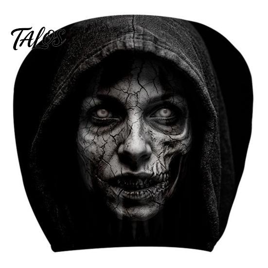 Novelty Horror Style Auto Decor Funny Car Headrest Covers, Ghost Skull Print Cartoon Seat Accessories Protector, Universal Breathable Interior